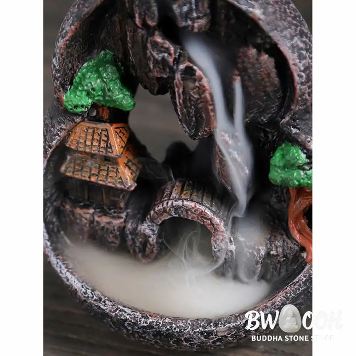 BWOOOH Mountain Bridges Pattern Meditation Resin Backflow Incense Burner - Caves Blessed Place 10.5*6*12cm