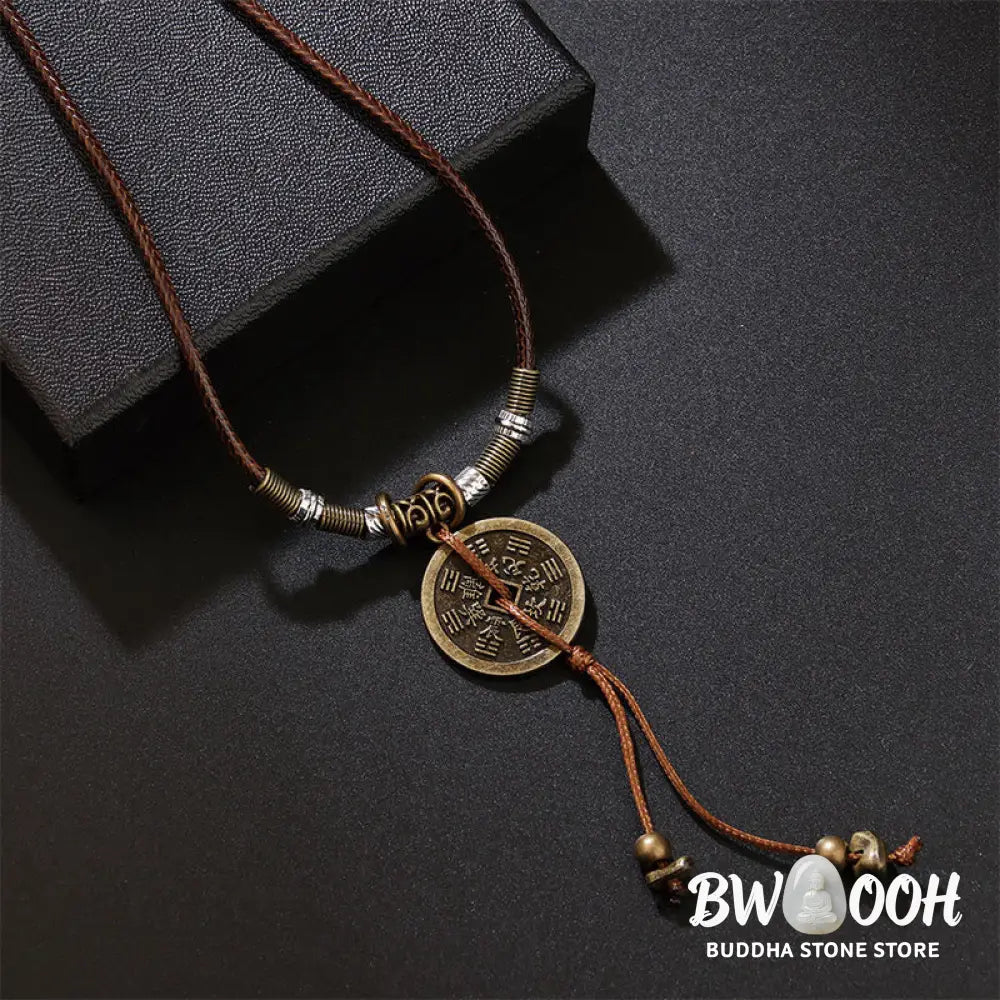 Buddha Stones Mountain Ghosts Spend Money Bagua Alloy Copper Coin Harmony Necklace Pendant - BWOOOH - Necklaces &amp;