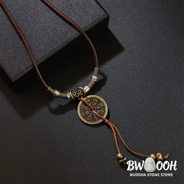 Buddha Stones Mountain Ghosts Spend Money Bagua Alloy Copper Coin Harmony Necklace Pendant - BWOOOH - Necklaces &amp;