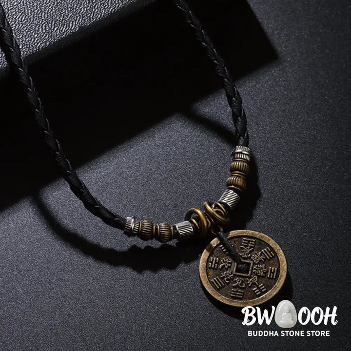 Buddha Stones Mountain Ghosts Spend Money Bagua Alloy Copper Coin Harmony Necklace Pendant - BWOOOH - Necklaces &amp;