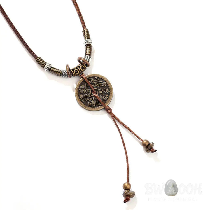 Buddha Stones Mountain Ghosts Spend Money Bagua Alloy Copper Coin Harmony Necklace Pendant - BWOOOH - Necklaces &amp;