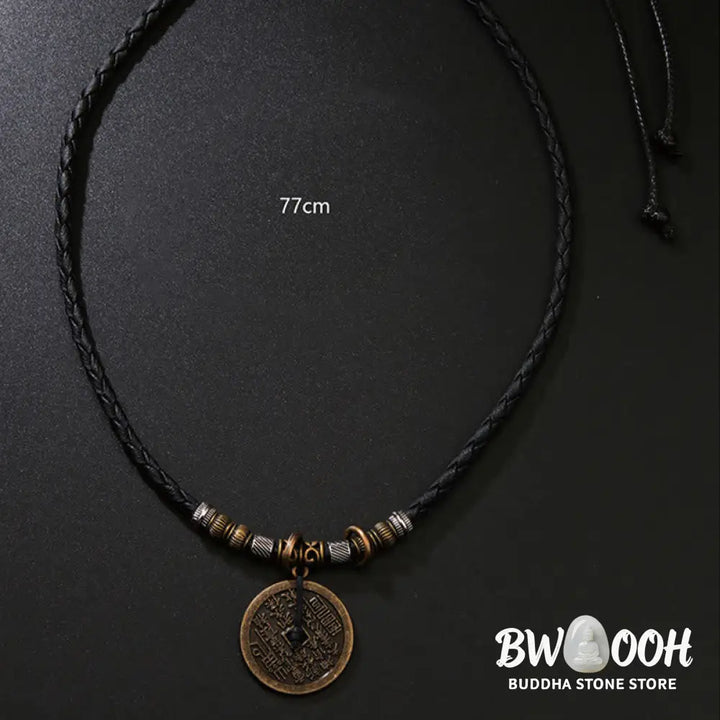 Buddha Stones Mountain Ghosts Spend Money Bagua Alloy Copper Coin Harmony Necklace Pendant - BWOOOH - Necklaces &amp;