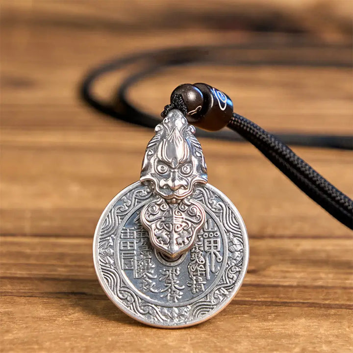 Buddha Stones Mountain Ghosts Spend Money Bagua Design Copper Pixiu Harmony Necklace Pendant - BWOOOH - Mountain Ghosts