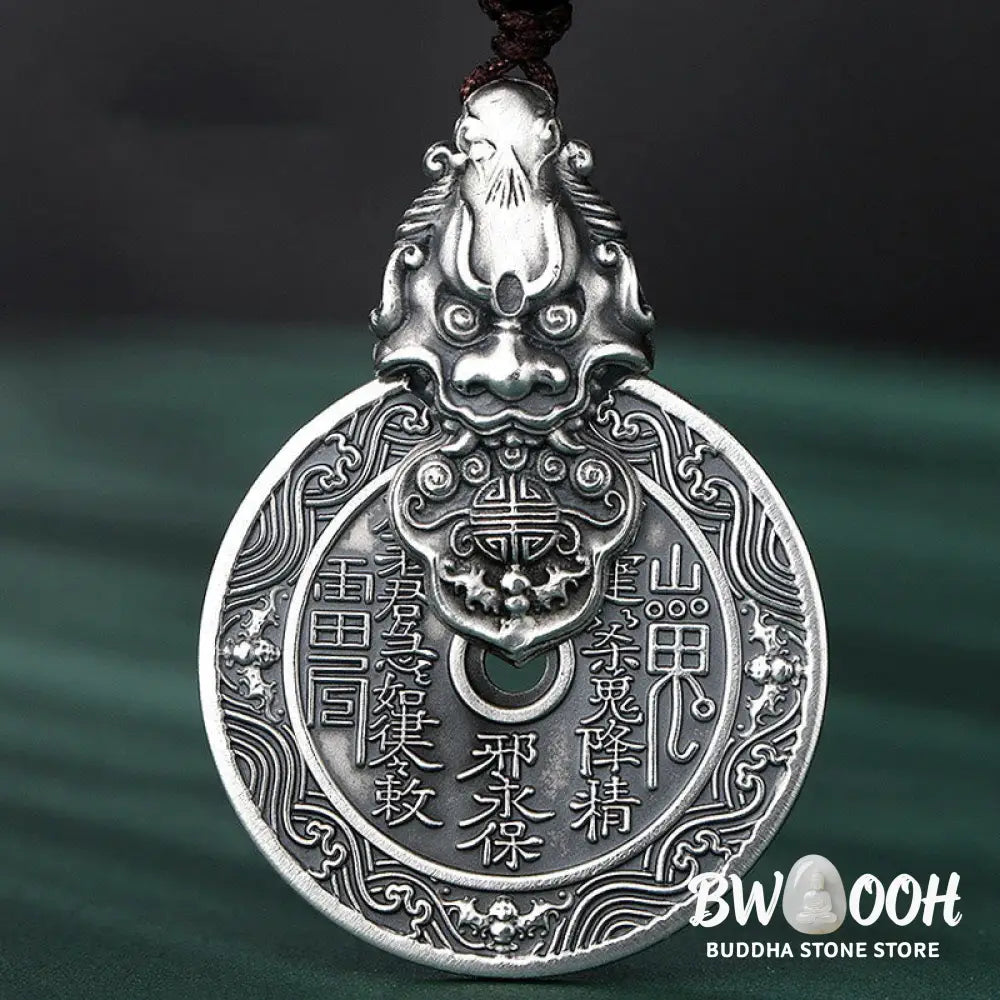 Buddha Stones Mountain Ghosts Spend Money Bagua Design Copper Pixiu Harmony Necklace Pendant - BWOOOH - Mountain Ghosts