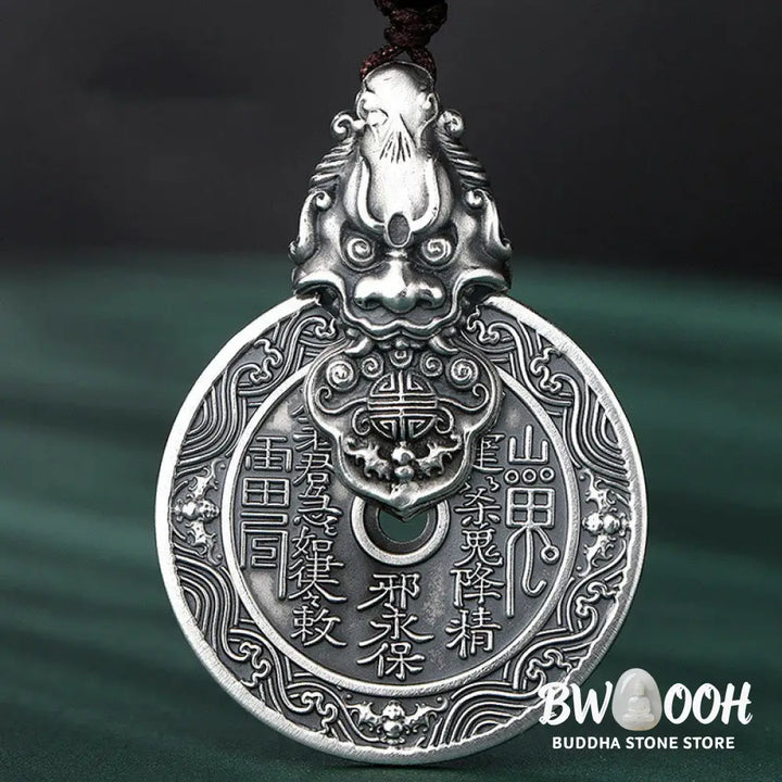 Buddha Stones Mountain Ghosts Spend Money Bagua Design Copper Pixiu Harmony Necklace Pendant - BWOOOH - Mountain Ghosts