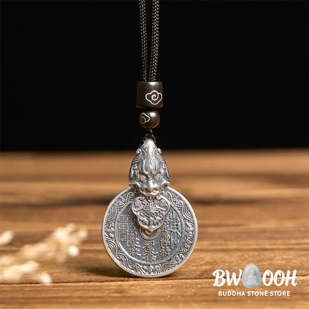 Buddha Stones Mountain Ghosts Spend Money Bagua Design Copper Pixiu Harmony Necklace Pendant - BWOOOH - Mountain Ghosts
