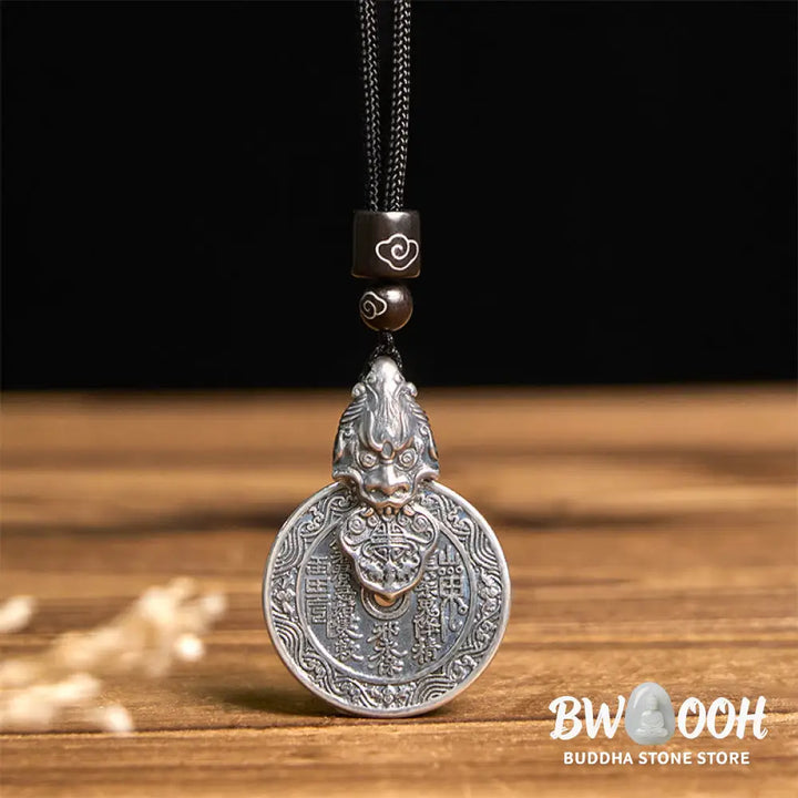 Buddha Stones Mountain Ghosts Spend Money Bagua Design Copper Pixiu Harmony Necklace Pendant - BWOOOH - Mountain Ghosts