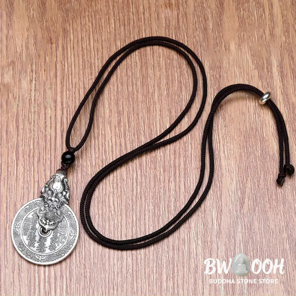 Buddha Stones Mountain Ghosts Spend Money Bagua Design Copper Pixiu Harmony Necklace Pendant - BWOOOH - Mountain Ghosts