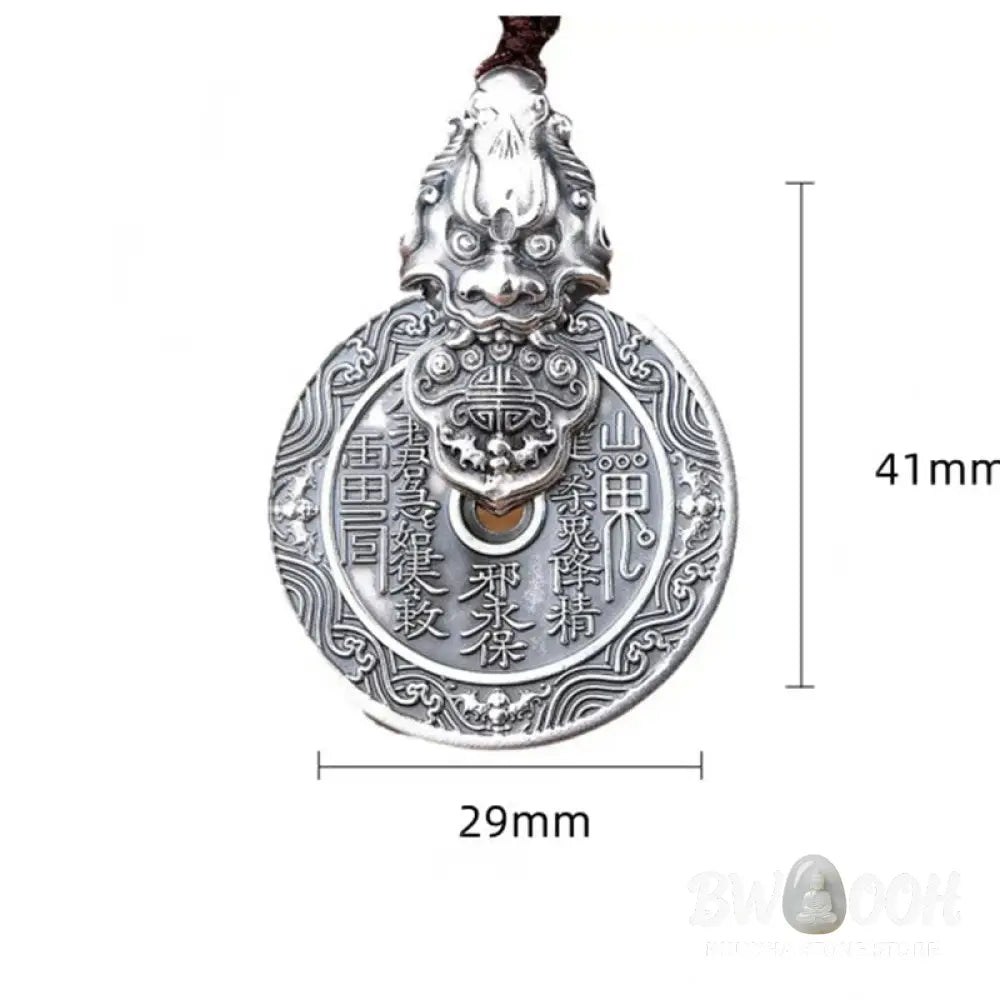 Buddha Stones Mountain Ghosts Spend Money Bagua Design Copper Pixiu Harmony Necklace Pendant - BWOOOH - Mountain Ghosts