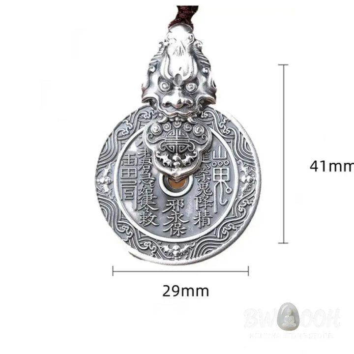 Buddha Stones Mountain Ghosts Spend Money Bagua Design Copper Pixiu Harmony Necklace Pendant - BWOOOH - Mountain Ghosts