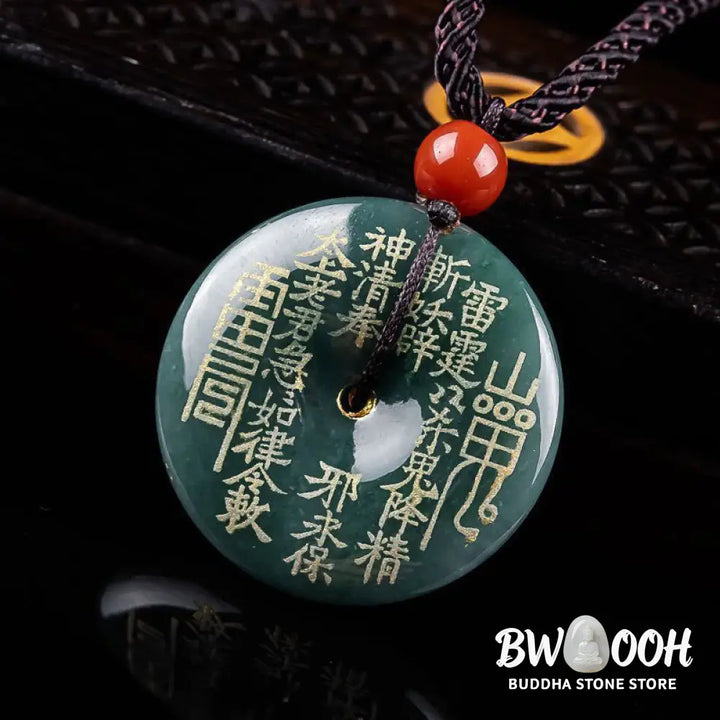 Buddha Stones Mountain Ghosts Spend Money Peace Buckle Jade Luck Necklace Pendant - BWOOOH - Jade - Necklaces &amp; Pendants