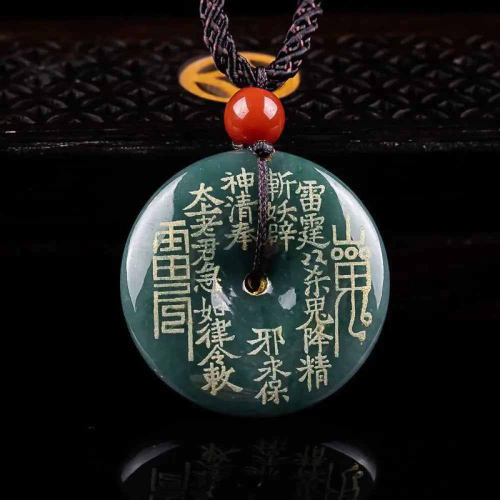 Buddha Stones Mountain Ghosts Spend Money Peace Buckle Jade Luck Necklace Pendant - BWOOOH - Jade - Necklaces & Pendants