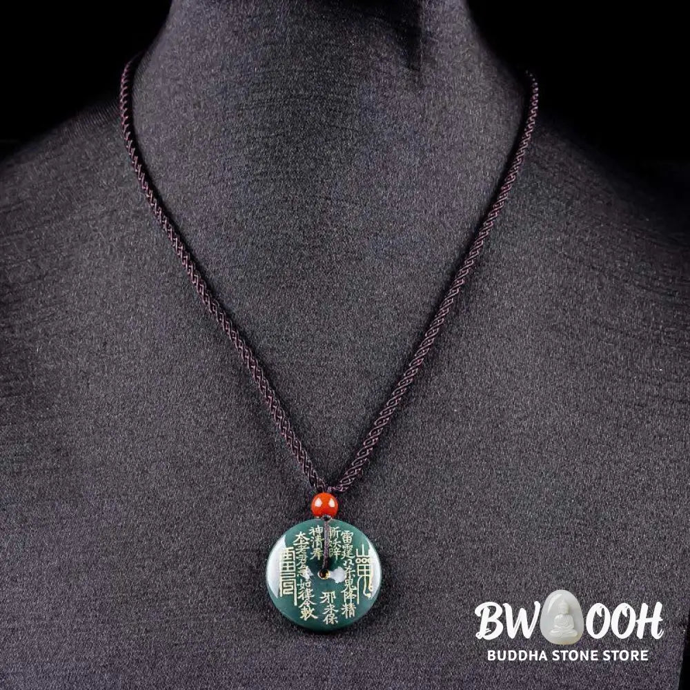 Buddha Stones Mountain Ghosts Spend Money Peace Buckle Jade Luck Necklace Pendant - BWOOOH - Jade - Necklaces &amp; Pendants