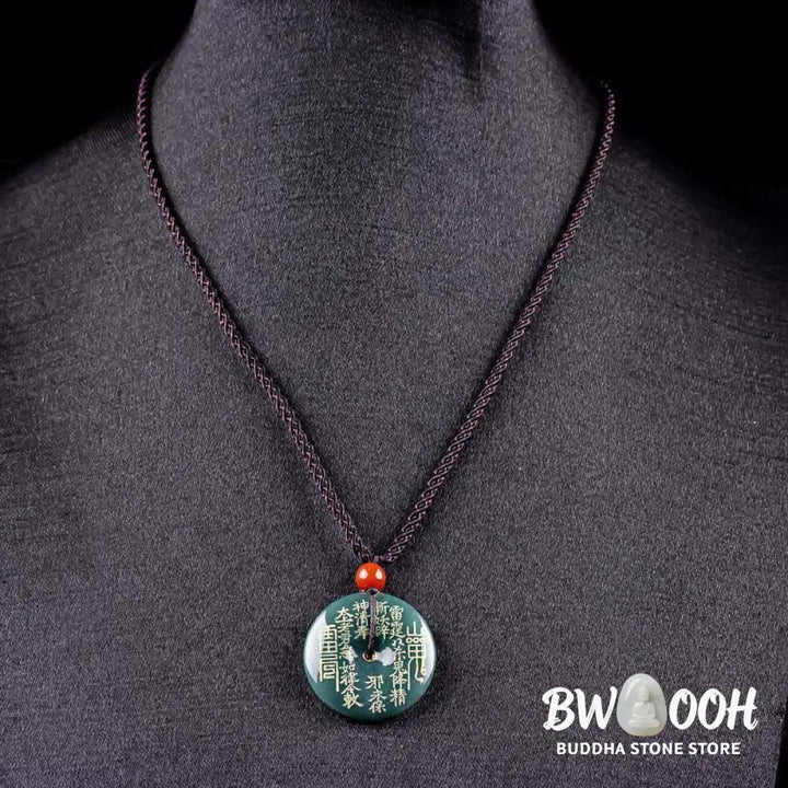 Buddha Stones Mountain Ghosts Spend Money Peace Buckle Jade Luck Necklace Pendant - BWOOOH - Jade - Necklaces &amp; Pendants