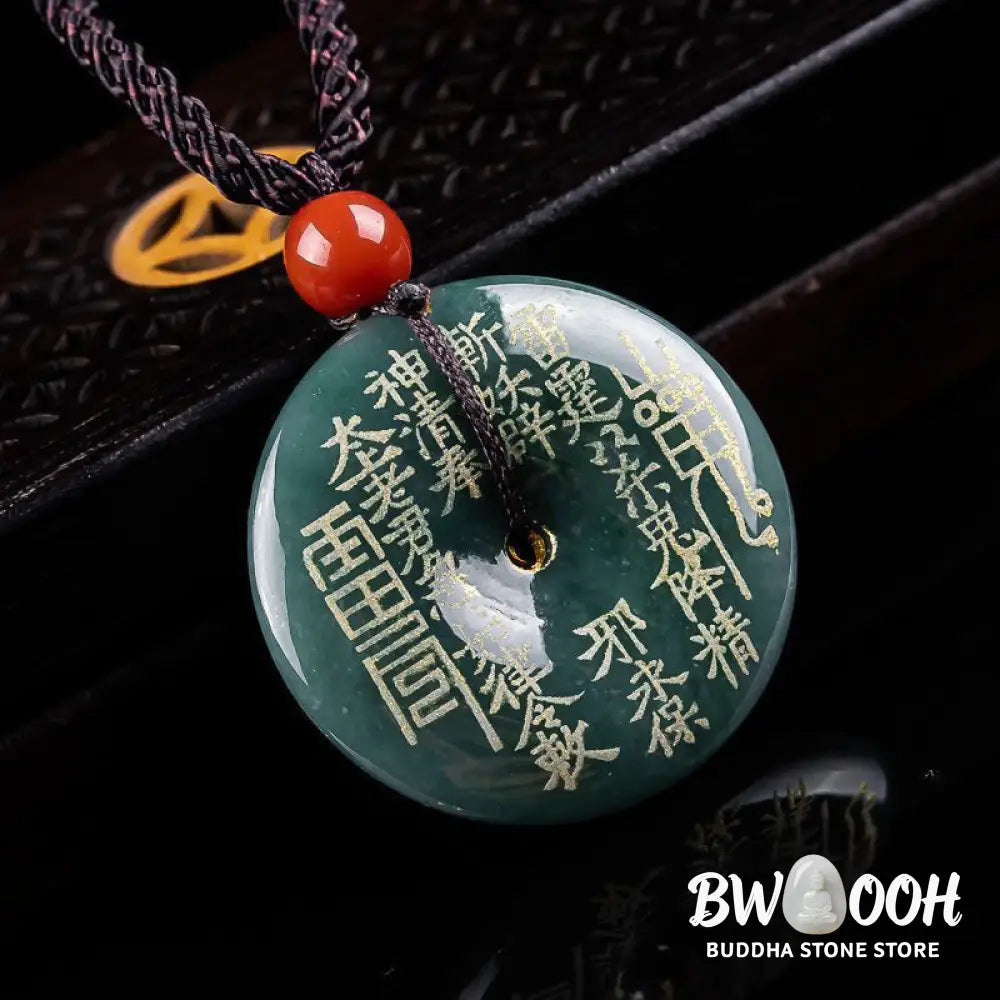 Buddha Stones Mountain Ghosts Spend Money Peace Buckle Jade Luck Necklace Pendant - BWOOOH - Jade - Necklaces &amp; Pendants