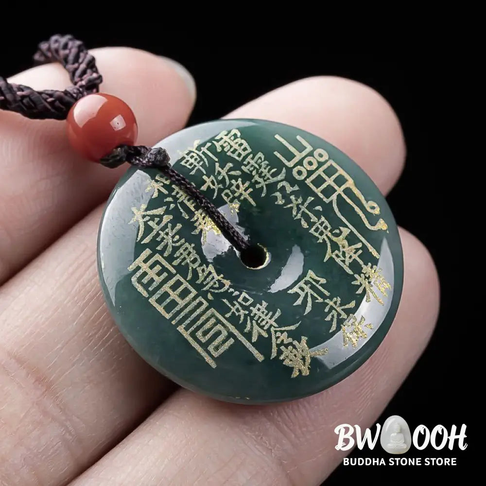 Buddha Stones Mountain Ghosts Spend Money Peace Buckle Jade Luck Necklace Pendant - BWOOOH - Jade - Necklaces &amp; Pendants
