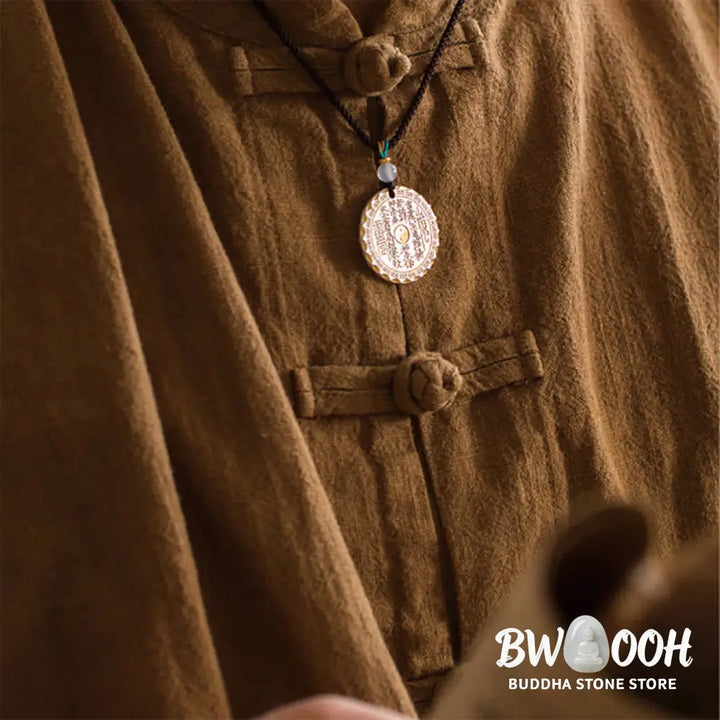 Buddha Stones Mountain Ghosts Spend Money Yin Yang Bagua Design Copper Harmony Necklace Pendant - BWOOOH - Mountain