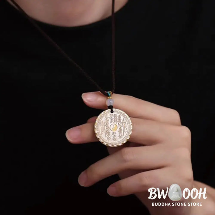 Buddha Stones Mountain Ghosts Spend Money Yin Yang Bagua Design Copper Harmony Necklace Pendant - BWOOOH - Mountain