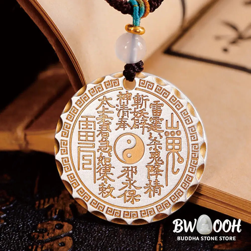 Buddha Stones Mountain Ghosts Spend Money Yin Yang Bagua Design Copper Harmony Necklace Pendant - BWOOOH - Mountain