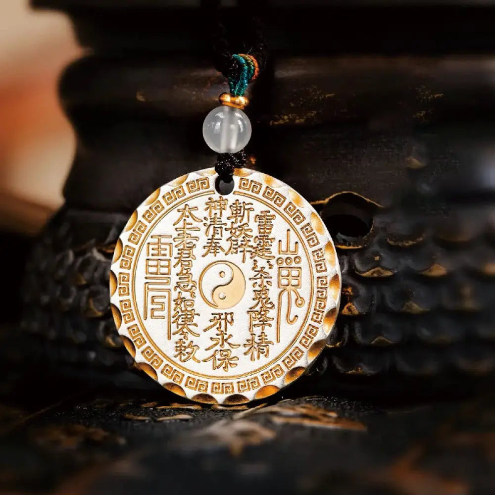 Buddha Stones Mountain Ghosts Spend Money Yin Yang Bagua Design Copper Harmony Necklace Pendant - BWOOOH - Mountain