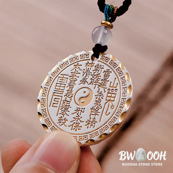 Buddha Stones Mountain Ghosts Spend Money Yin Yang Bagua Design Copper Harmony Necklace Pendant - BWOOOH - Mountain