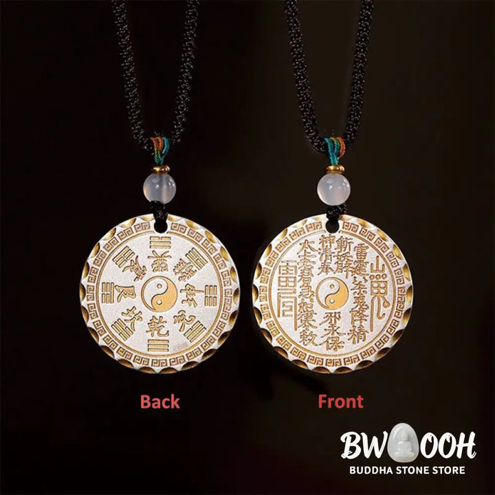 Buddha Stones Mountain Ghosts Spend Money Yin Yang Bagua Design Copper Harmony Necklace Pendant - BWOOOH - Mountain