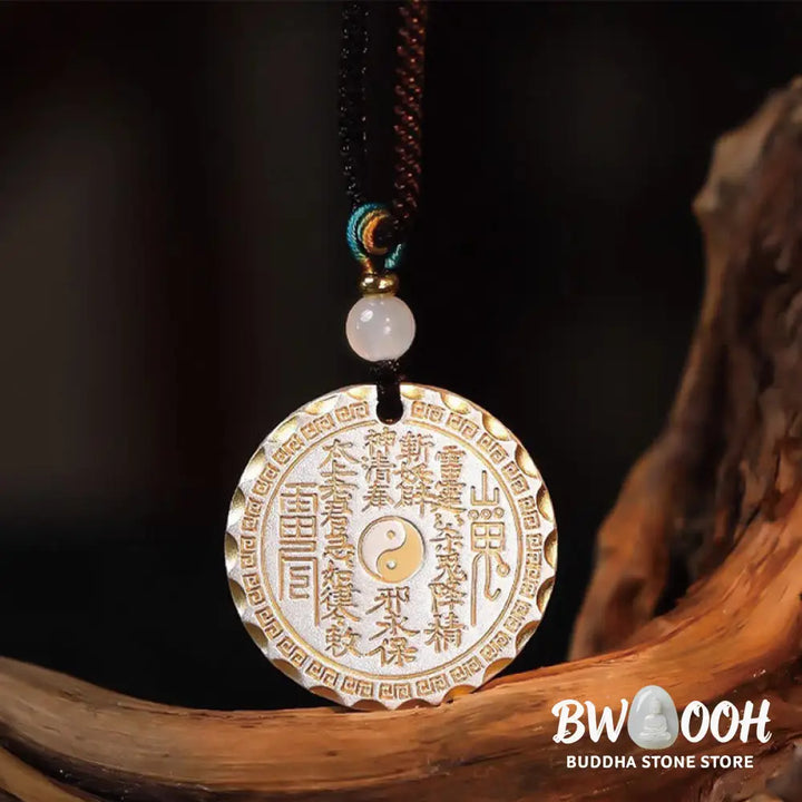 Buddha Stones Mountain Ghosts Spend Money Yin Yang Bagua Design Copper Harmony Necklace Pendant - BWOOOH - Mountain