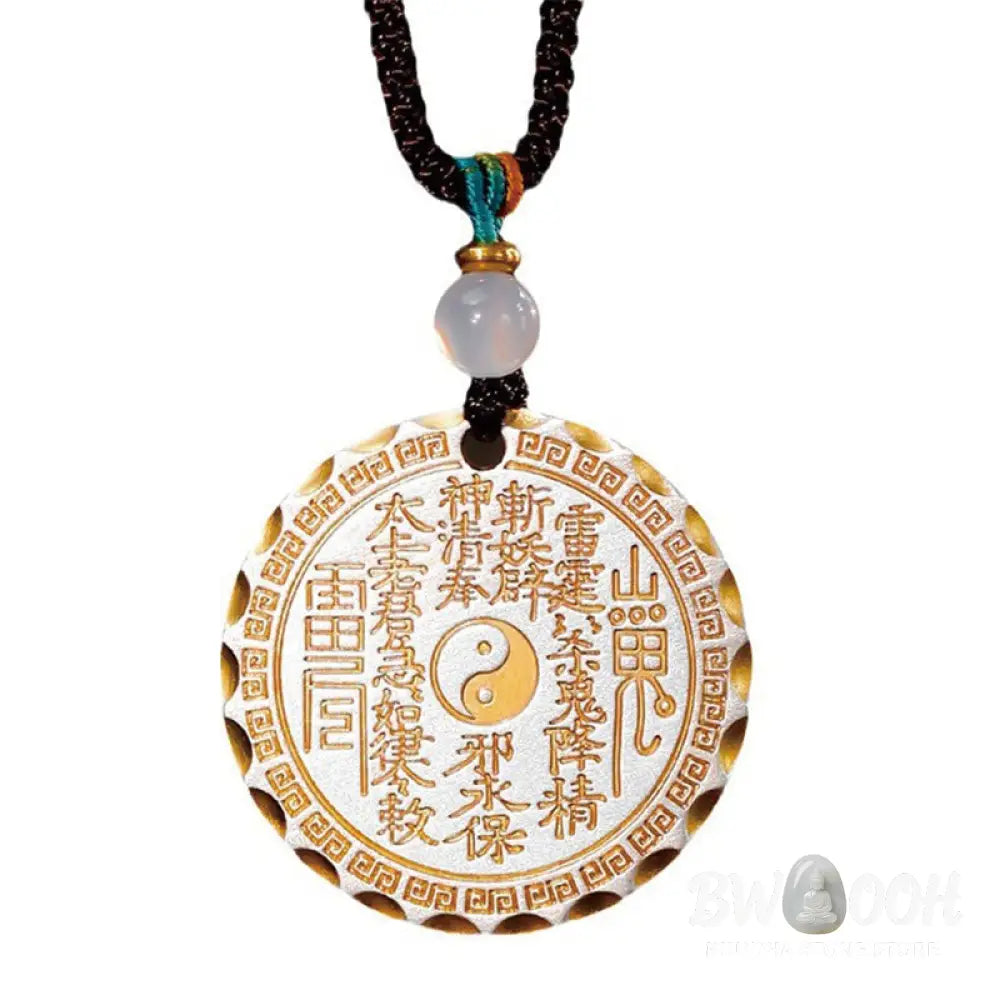 Buddha Stones Mountain Ghosts Spend Money Yin Yang Bagua Design Copper Harmony Necklace Pendant - BWOOOH - Mountain