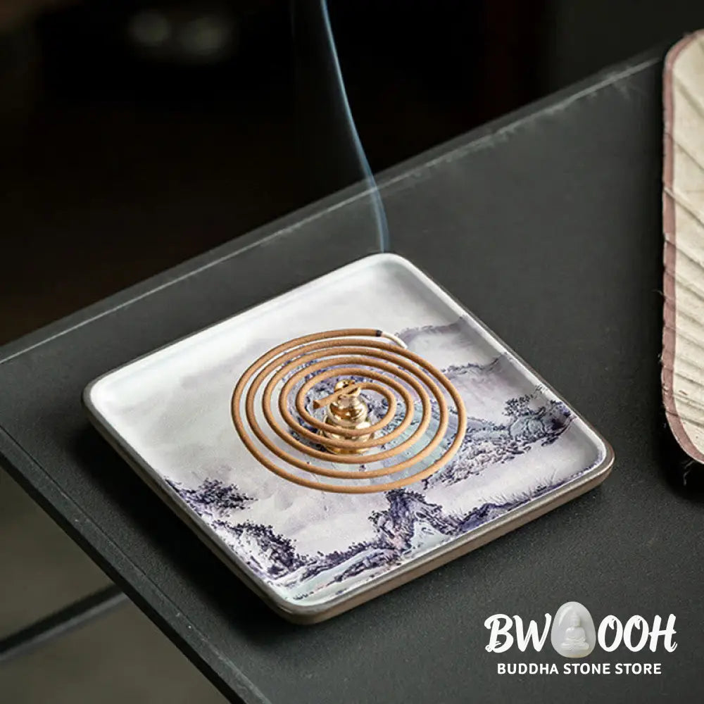 BWOOOH ceramic incense burner - Mountain Lake Flower Leaf Healing C