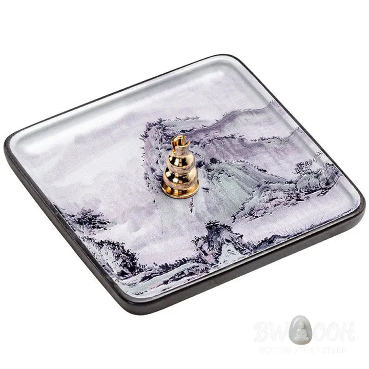 BWOOOH ceramic incense burner - Mountain Lake Flower Leaf Healing C
