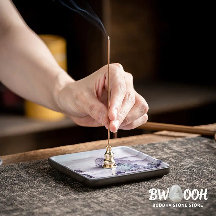 BWOOOH ceramic incense burner - Mountain Lake Flower Leaf Healing C
