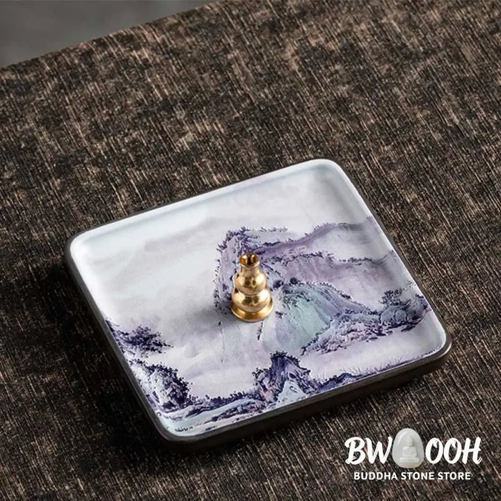 BWOOOH ceramic incense burner - Mountain Lake Flower Leaf Healing C