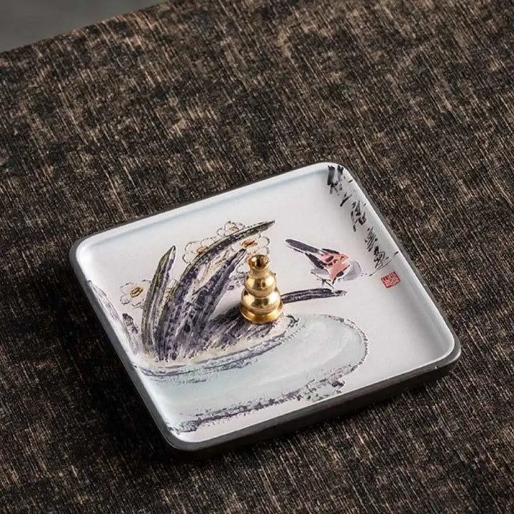 BWOOOH ceramic incense burner - Mountain Lake Flower Leaf Healing C