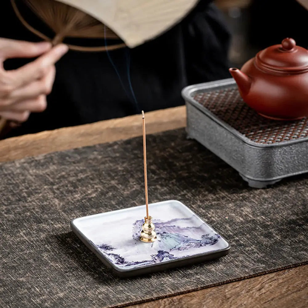 BWOOOH ceramic incense burner - Mountain Lake Flower Leaf Healing C