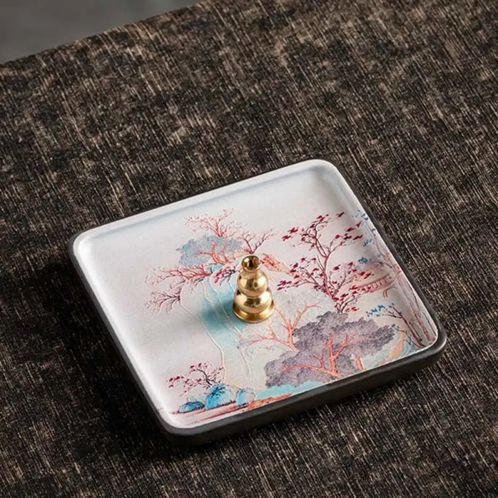 BWOOOH ceramic incense burner - Mountain Lake Flower Leaf Healing C