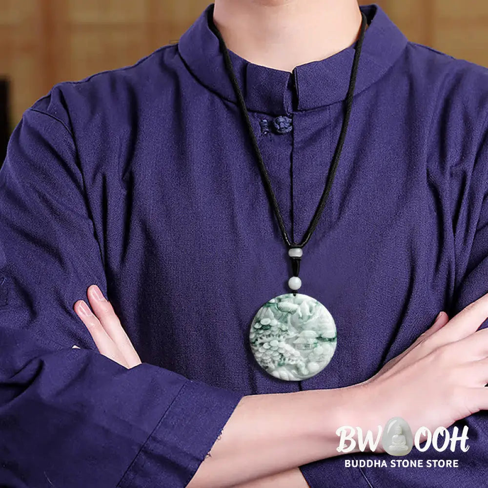 Buddha Stones Mountain Landscape Jade Abundance String Necklace - BWOOOH - Jade(Prosperity♥Abundance) - Necklaces &amp;
