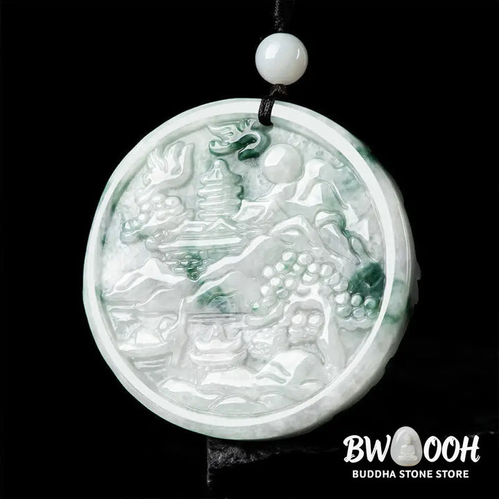 Buddha Stones Mountain Landscape Jade Abundance String Necklace - BWOOOH - Jade(Prosperity♥Abundance) - Necklaces &amp;