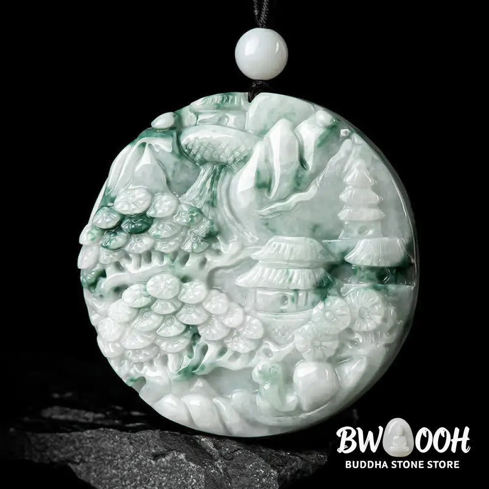 Buddha Stones Mountain Landscape Jade Abundance String Necklace - BWOOOH - Jade(Prosperity♥Abundance) - Necklaces &