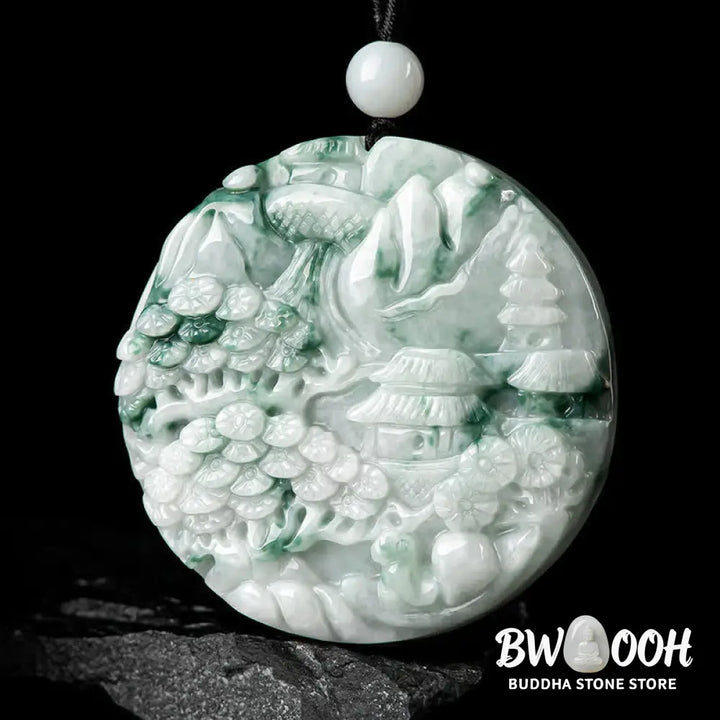 Buddha Stones Mountain Landscape Jade Abundance String Necklace - BWOOOH - Jade(Prosperity♥Abundance) - Necklaces &amp;