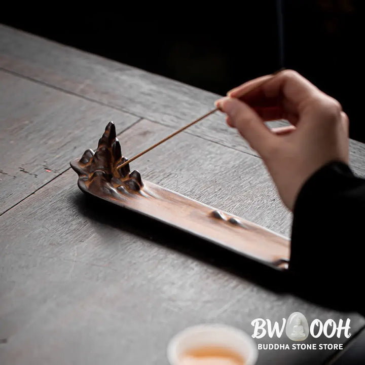 BWOOOH ceramic incense burner - Mountains Boat Design Spiritual Hea
