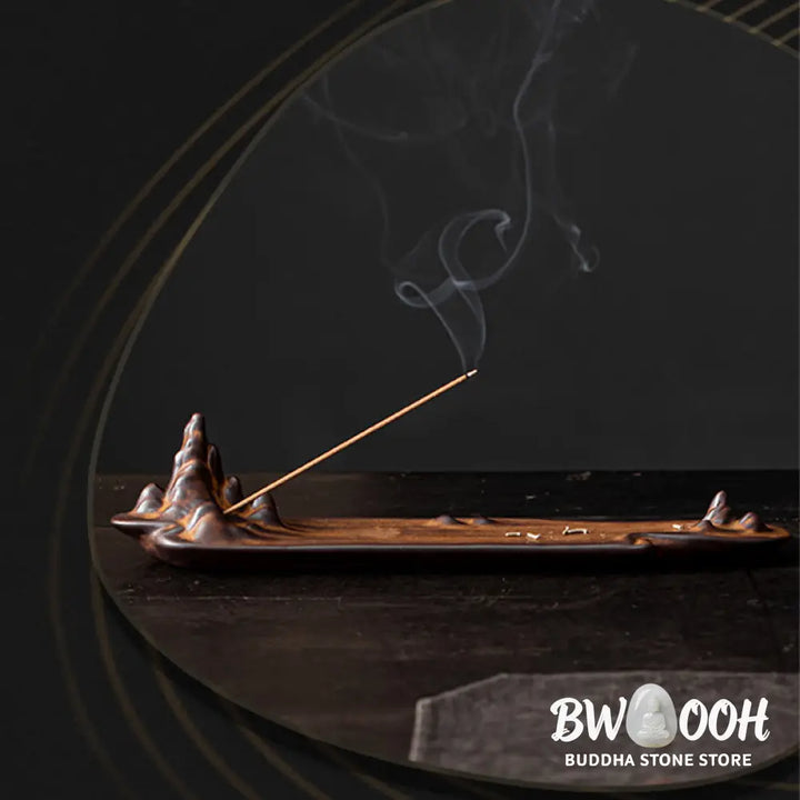 BWOOOH ceramic incense burner - Mountains Boat Design Spiritual Hea