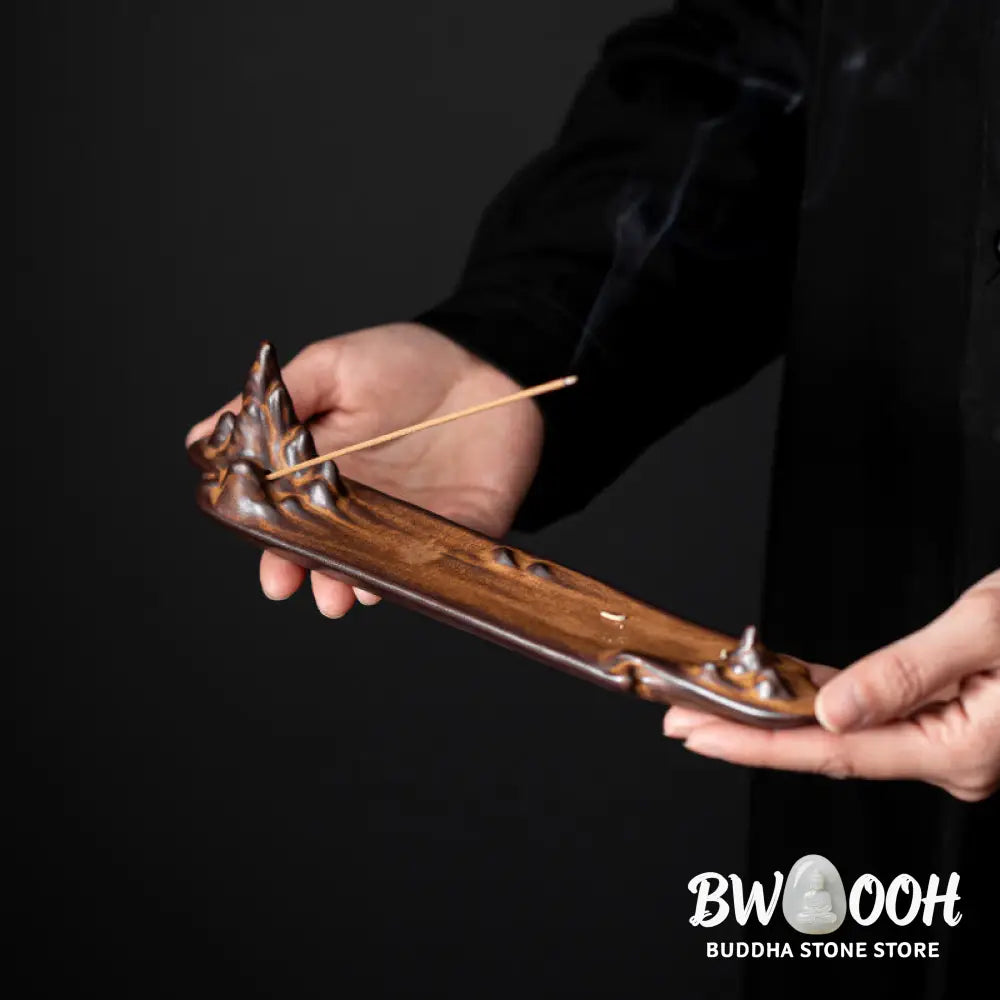 BWOOOH ceramic incense burner - Mountains Boat Design Spiritual Hea