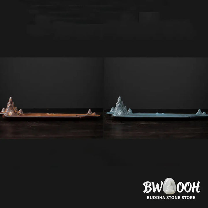 BWOOOH ceramic incense burner - Mountains Boat Design Spiritual Hea