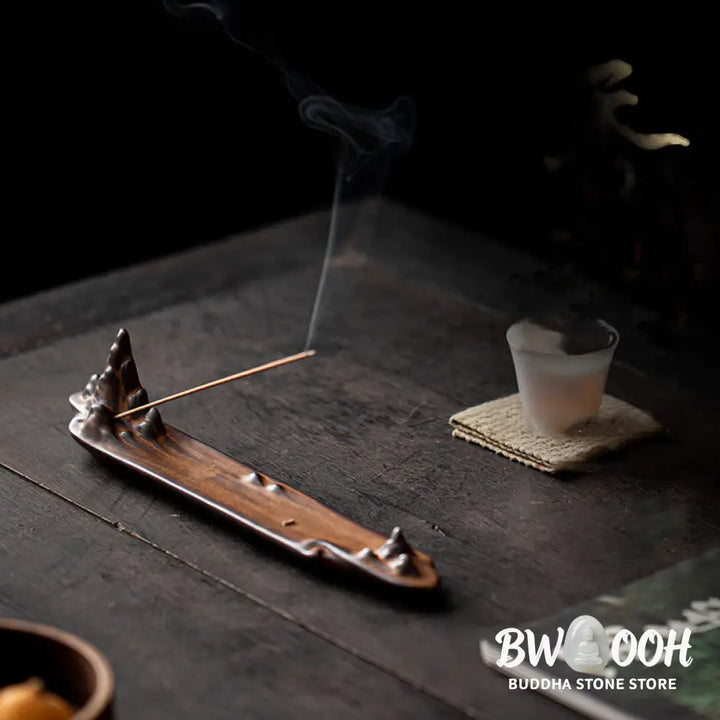 BWOOOH ceramic incense burner - Mountains Boat Design Spiritual Hea