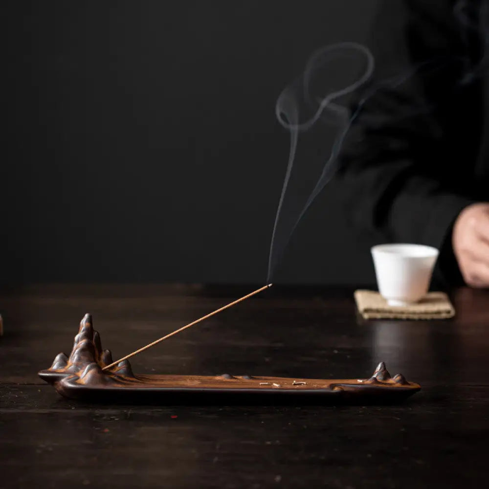 BWOOOH ceramic incense burner - Mountains Boat Design Spiritual Hea
