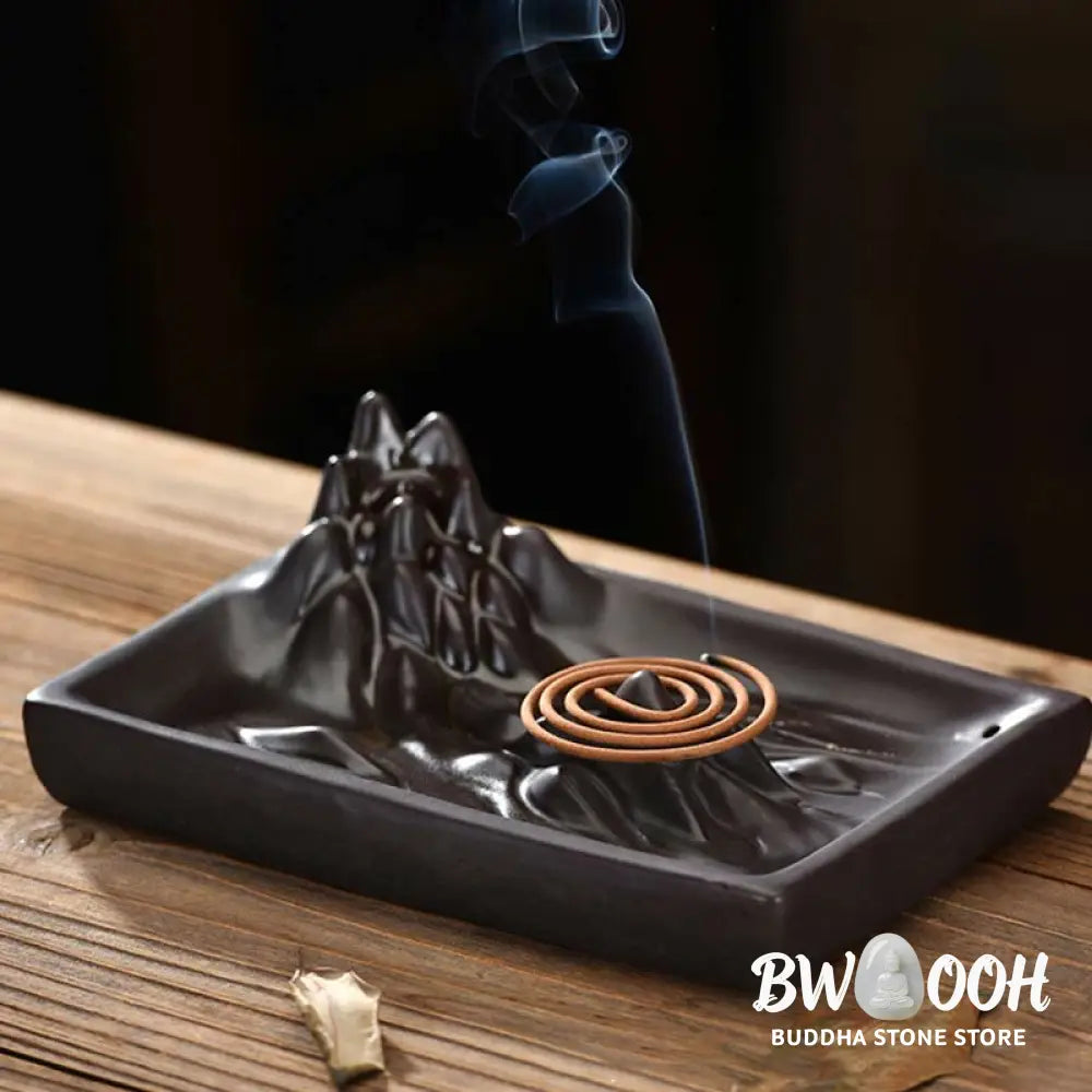 BWOOOH Mountains Flowing Water Ceramic Blessing Backflow Incense Burner - Mountains Flowing Water - Incense