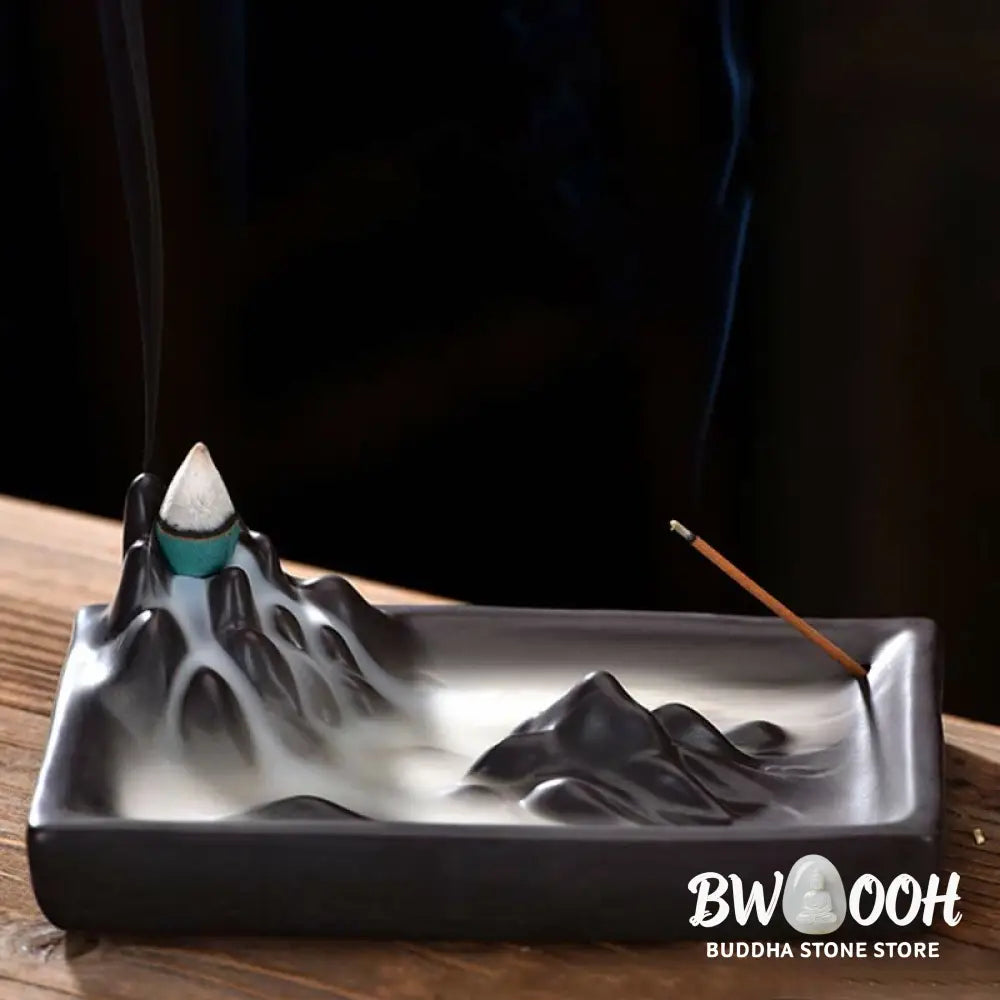 BWOOOH Mountains Flowing Water Ceramic Blessing Backflow Incense Burner - Mountains Flowing Water - Incense