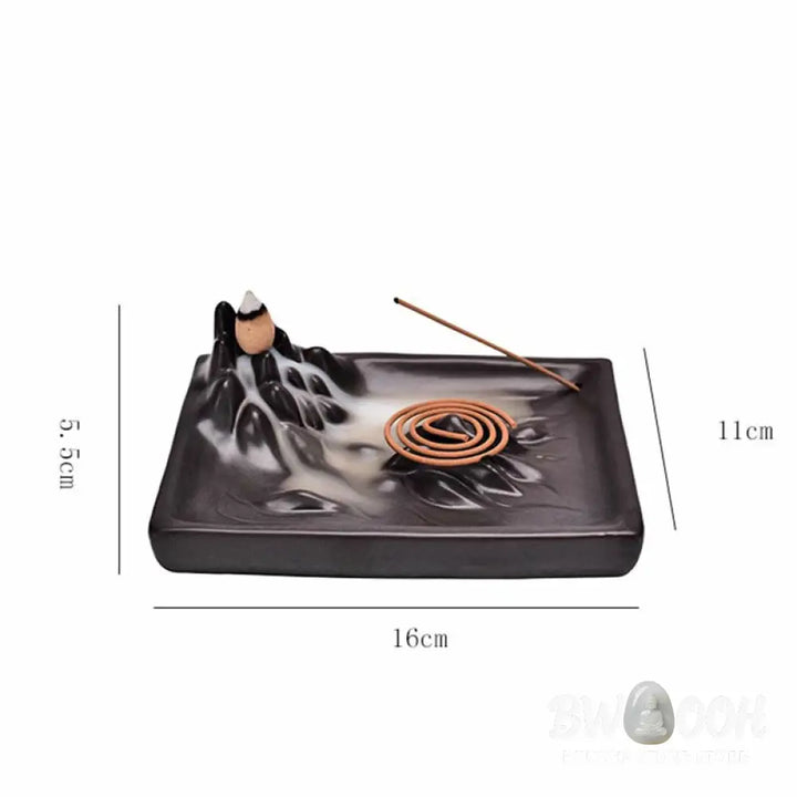 BWOOOH Mountains Flowing Water Ceramic Blessing Backflow Incense Burner - Mountains Flowing Water - Incense