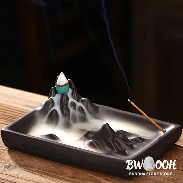 BWOOOH Mountains Flowing Water Ceramic Blessing Backflow Incense Burner - Mountains Flowing Water - Incense