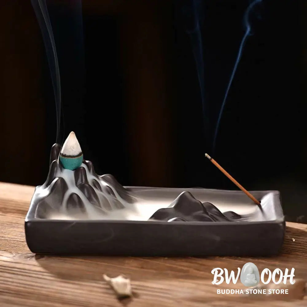 BWOOOH Mountains Flowing Water Ceramic Blessing Backflow Incense Burner - Mountains Flowing Water - Incense